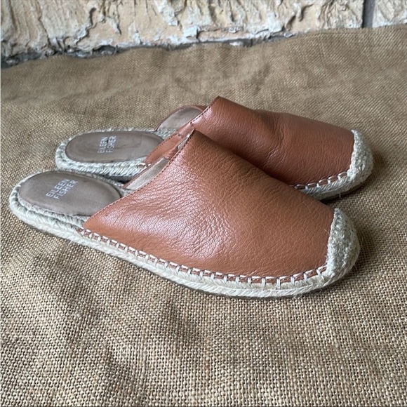 Eileen Fisher Kai Tumbled Leather Espadrille COGNAC Size 7 1/2 Sold Out - Picture 16 of 16